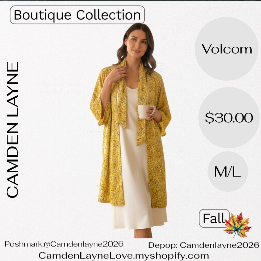 Volcom Mustard Floral Wrap - Picture 2 of 9